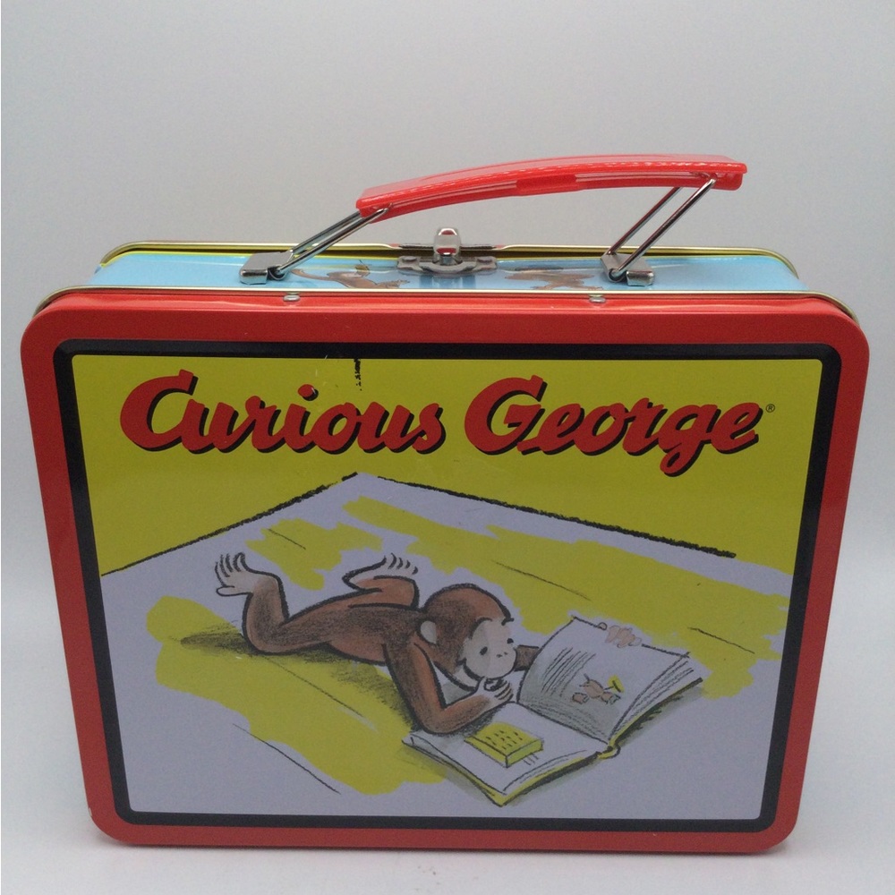 Vintage 1998 Curious George Reading Tin Lunch Box